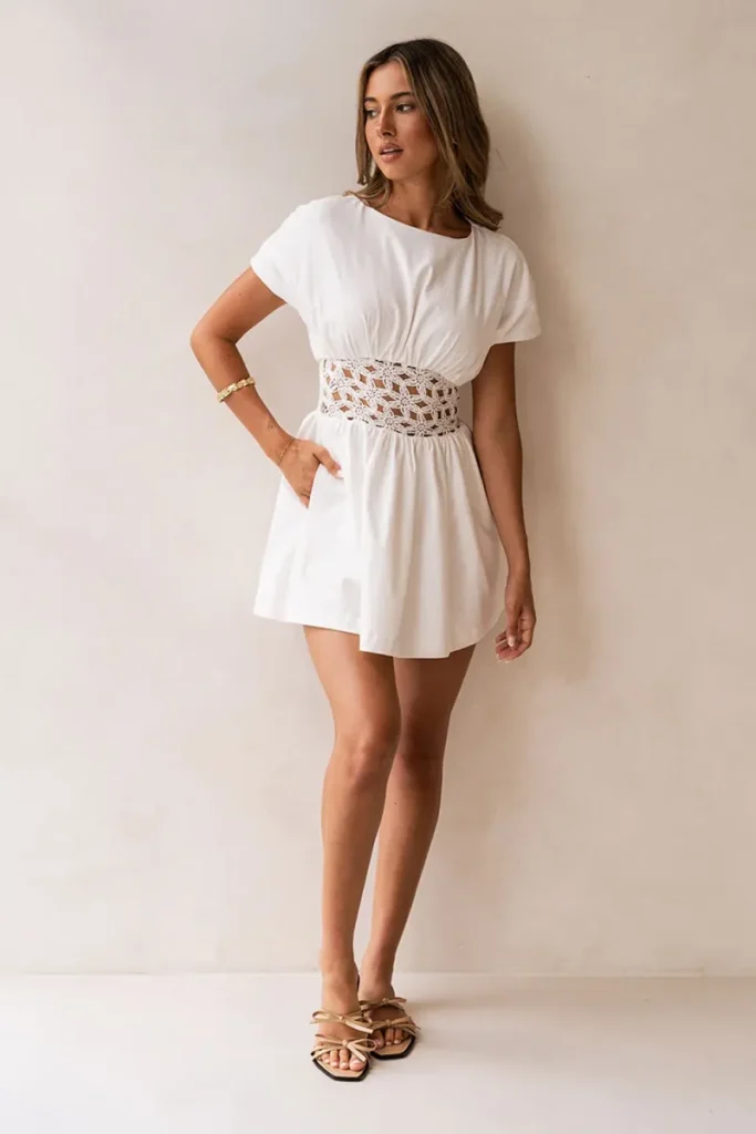 White Crochet Dress