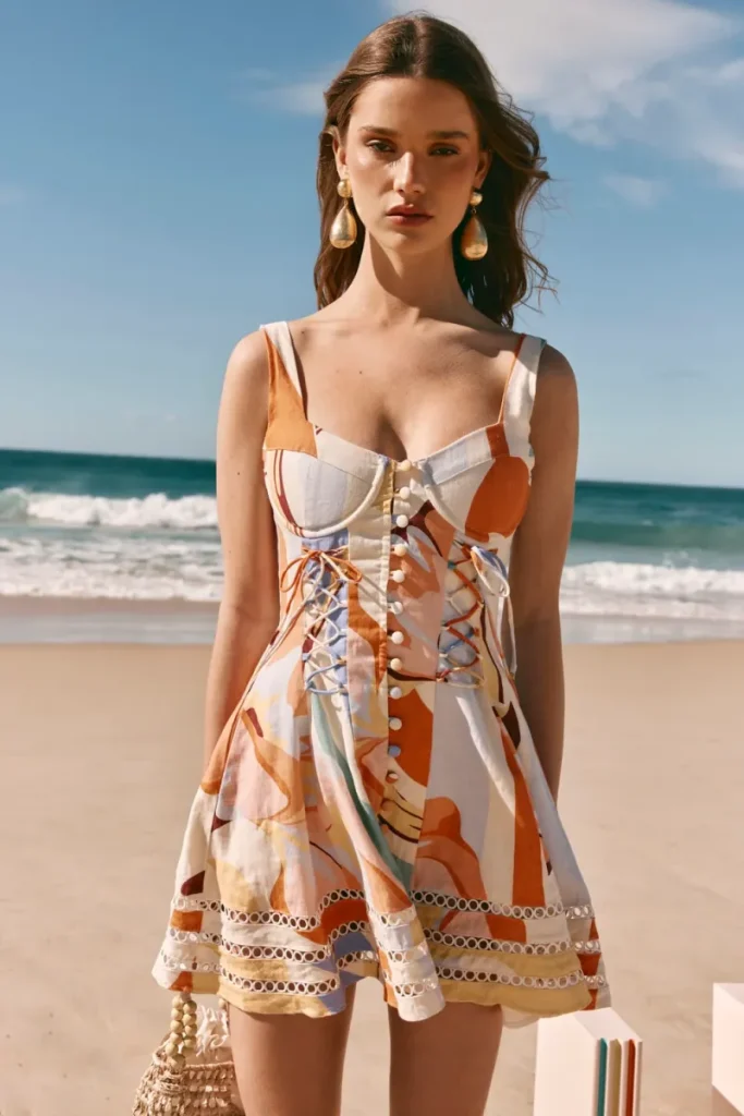 Orange Button-Front Dress