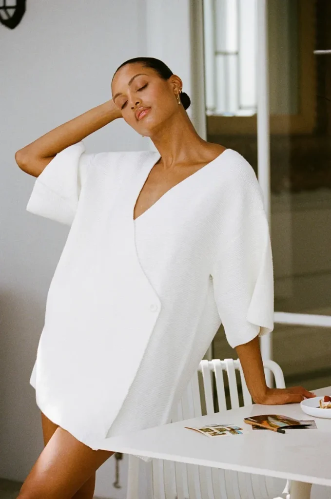 White Knit Wrap Dress