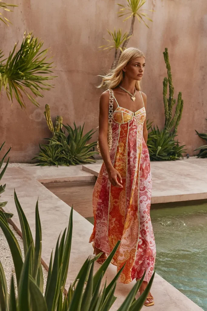 Tan Floral Dress