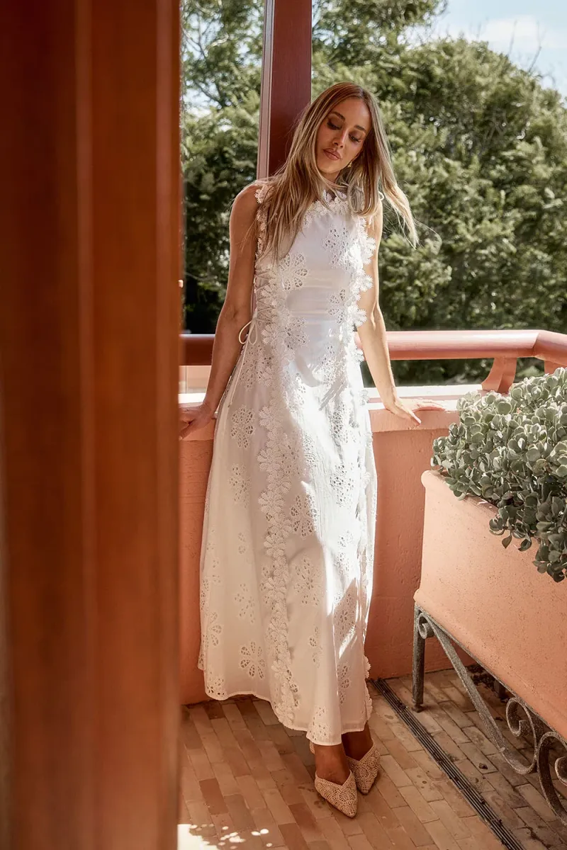 White Lace-Up Dress - Image 3