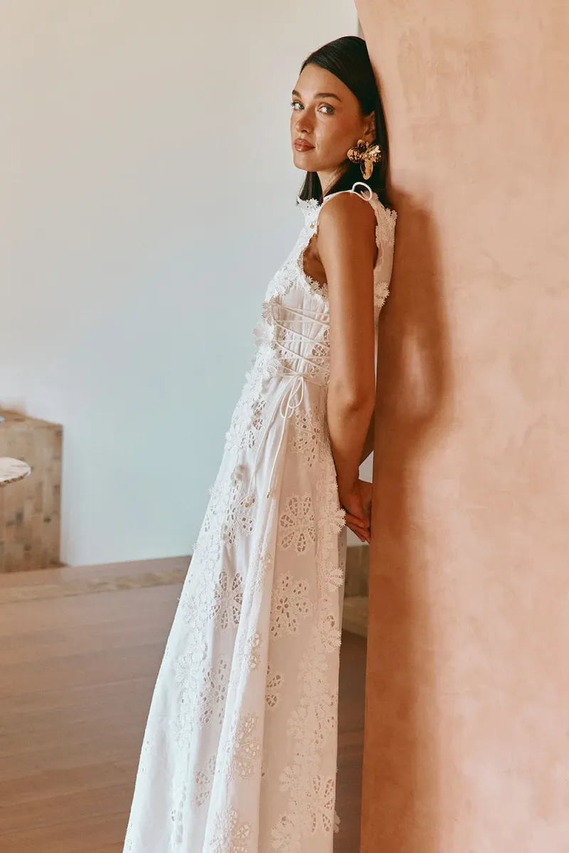 White Lace-Up Dress - Image 5