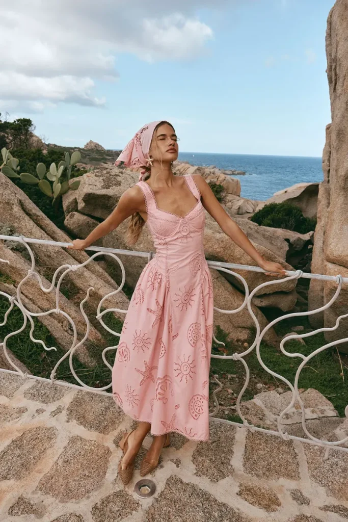 Coral Cutwork Dress