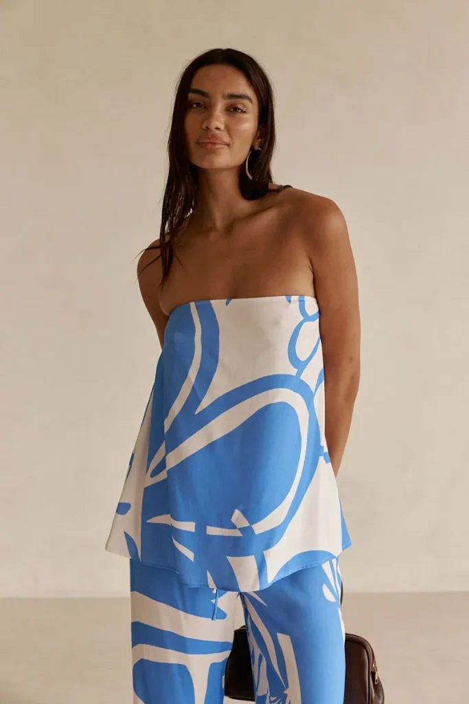 Blue Tile Print Top
