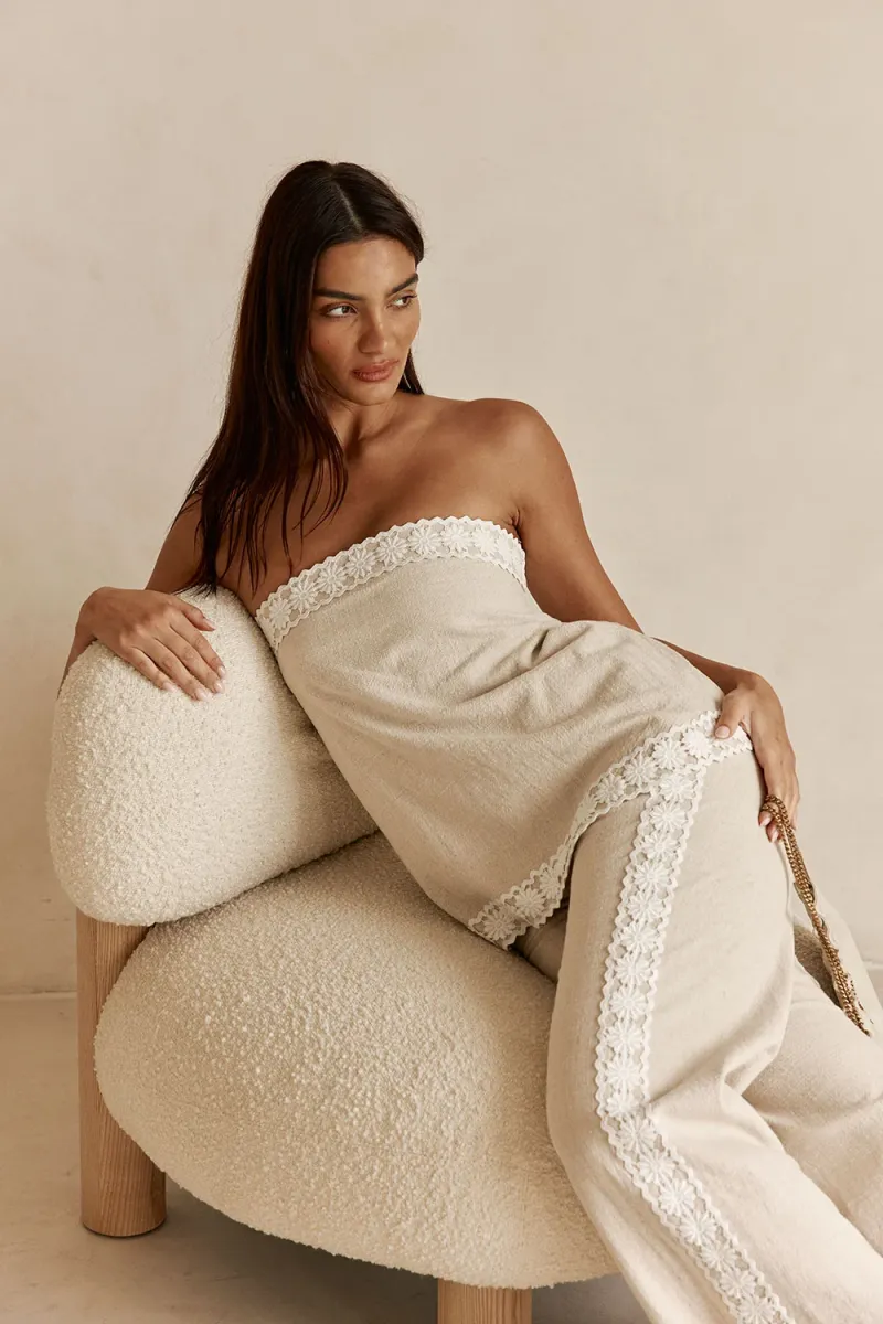 Beige Strapless Top