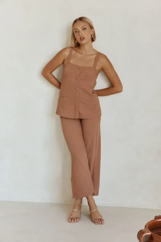 Orange Button-Front Top