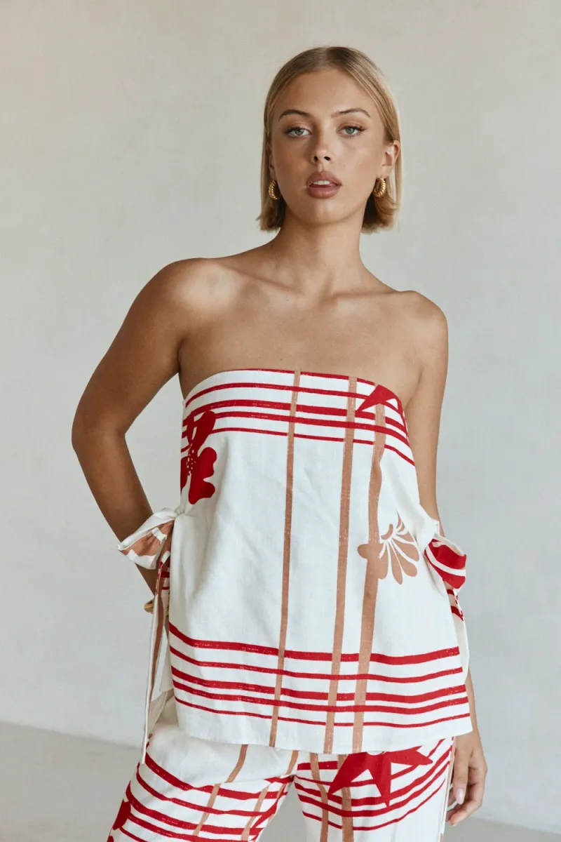 Cream Strapless Top