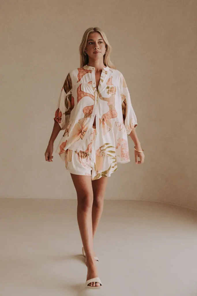 Pink Resort Print Top