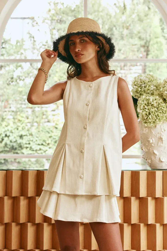 Cream Button-Front Top