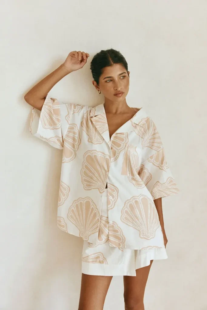 White Resort Print Top