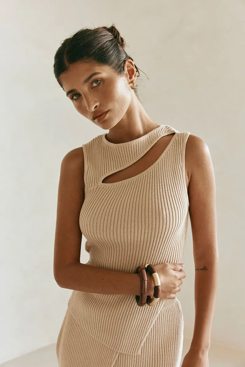 Tan Cutout Top