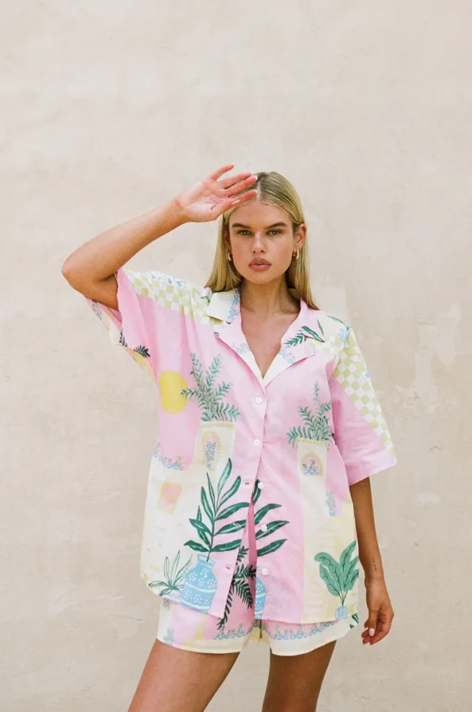 Pink Button-Front Top
