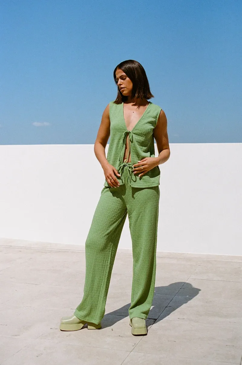 Green Textured Split Top - Image 2