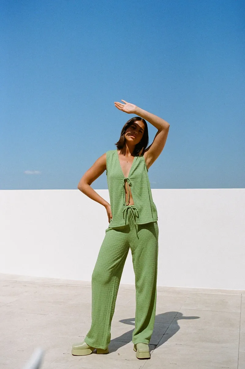 Green Textured Split Top - Image 3