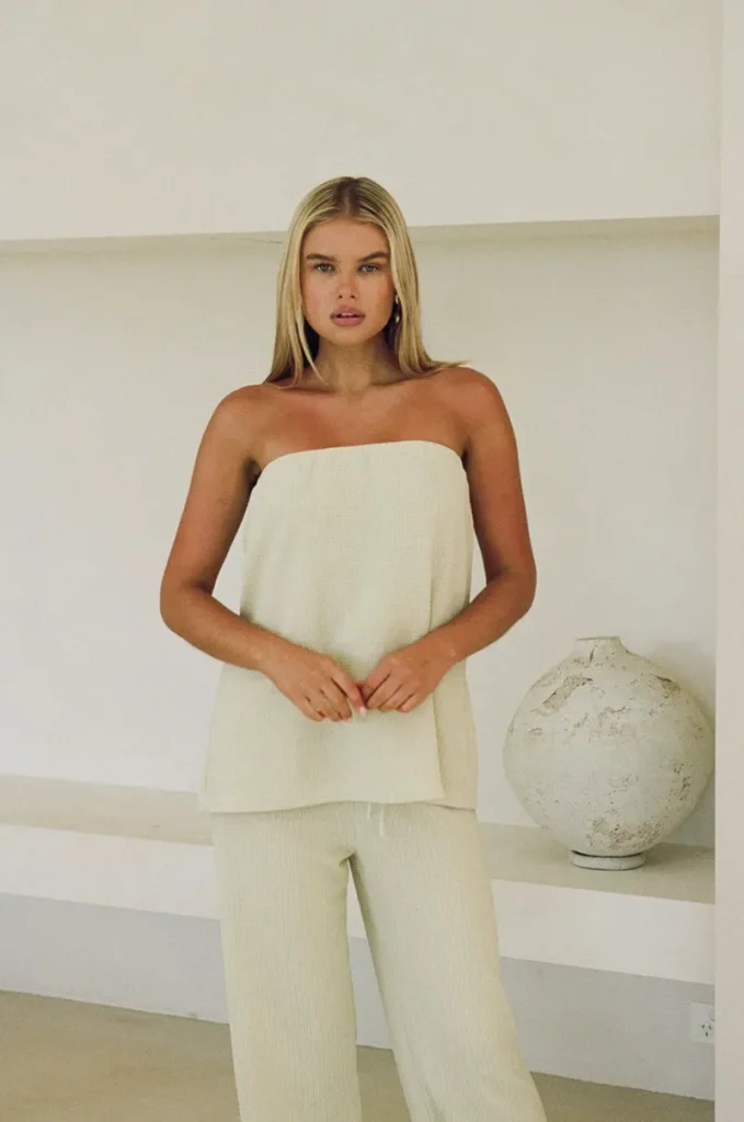 Green Strapless Top
