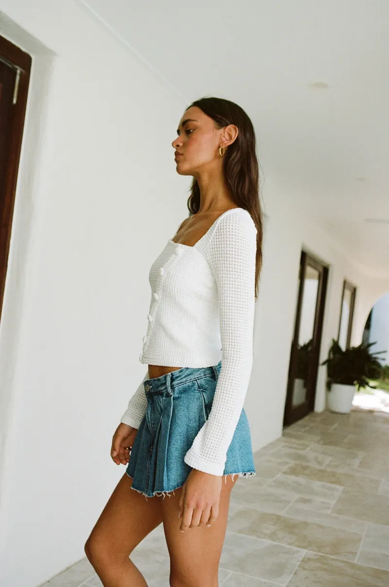 White Waffle Knit Top - Image 3
