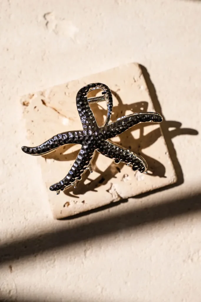 Silver Textured Claw Clip