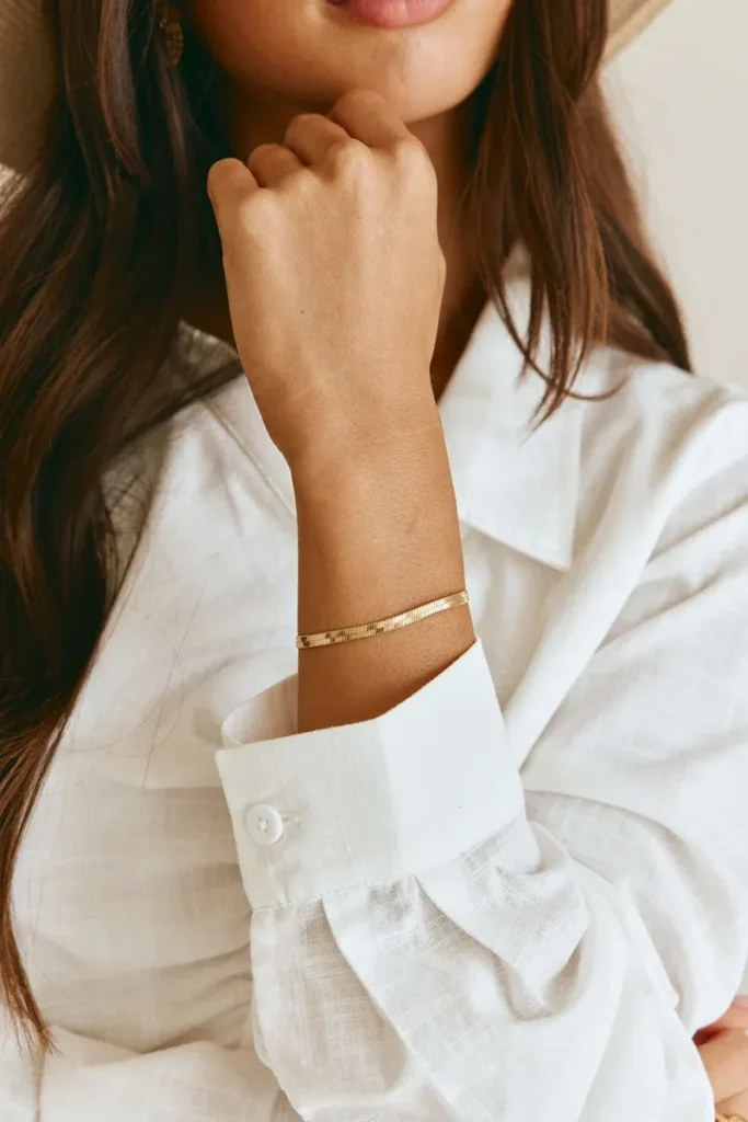 Gold Lace Herringbone Bracelet