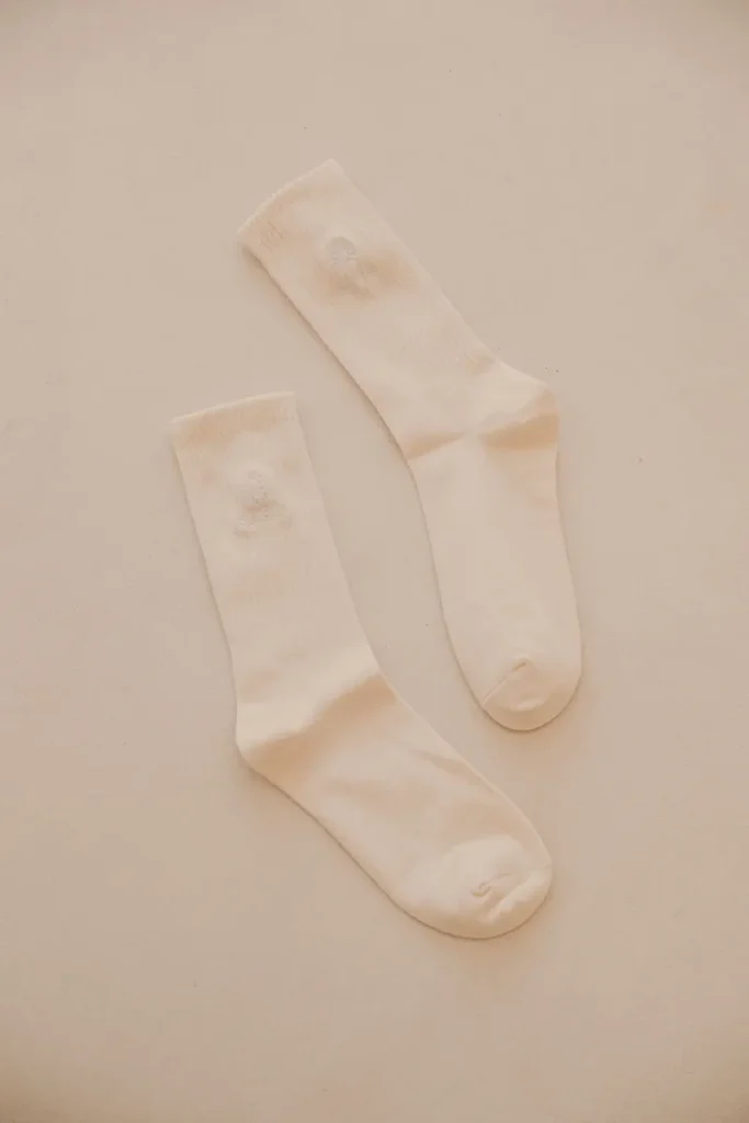 Cream Embroidered Socks